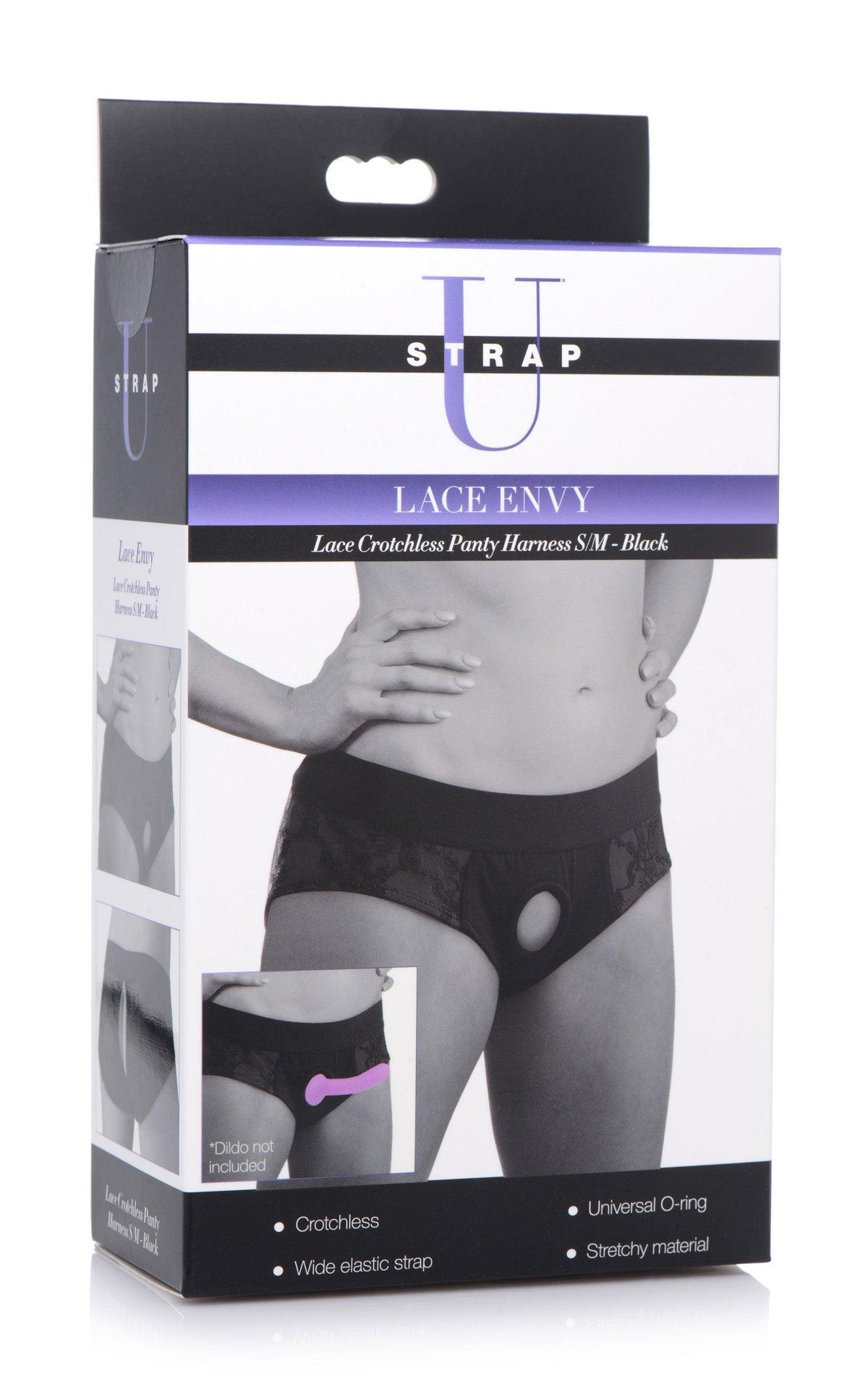 Lace Envy Black Crotchless Panty Harness - S/m - Love It Wet