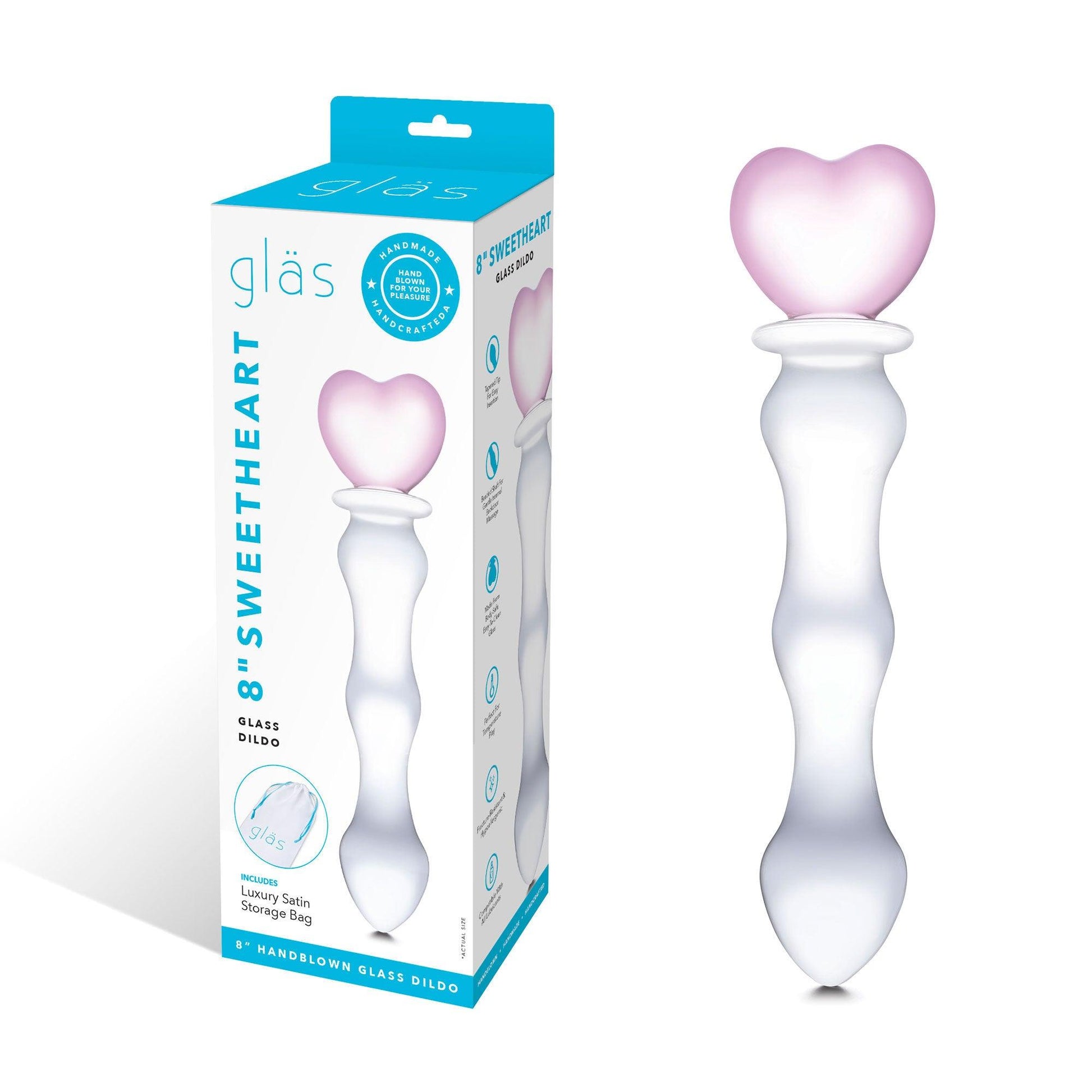 8 Inch Sweetheart Glass Dildo - Pink/clear - Love It Wet