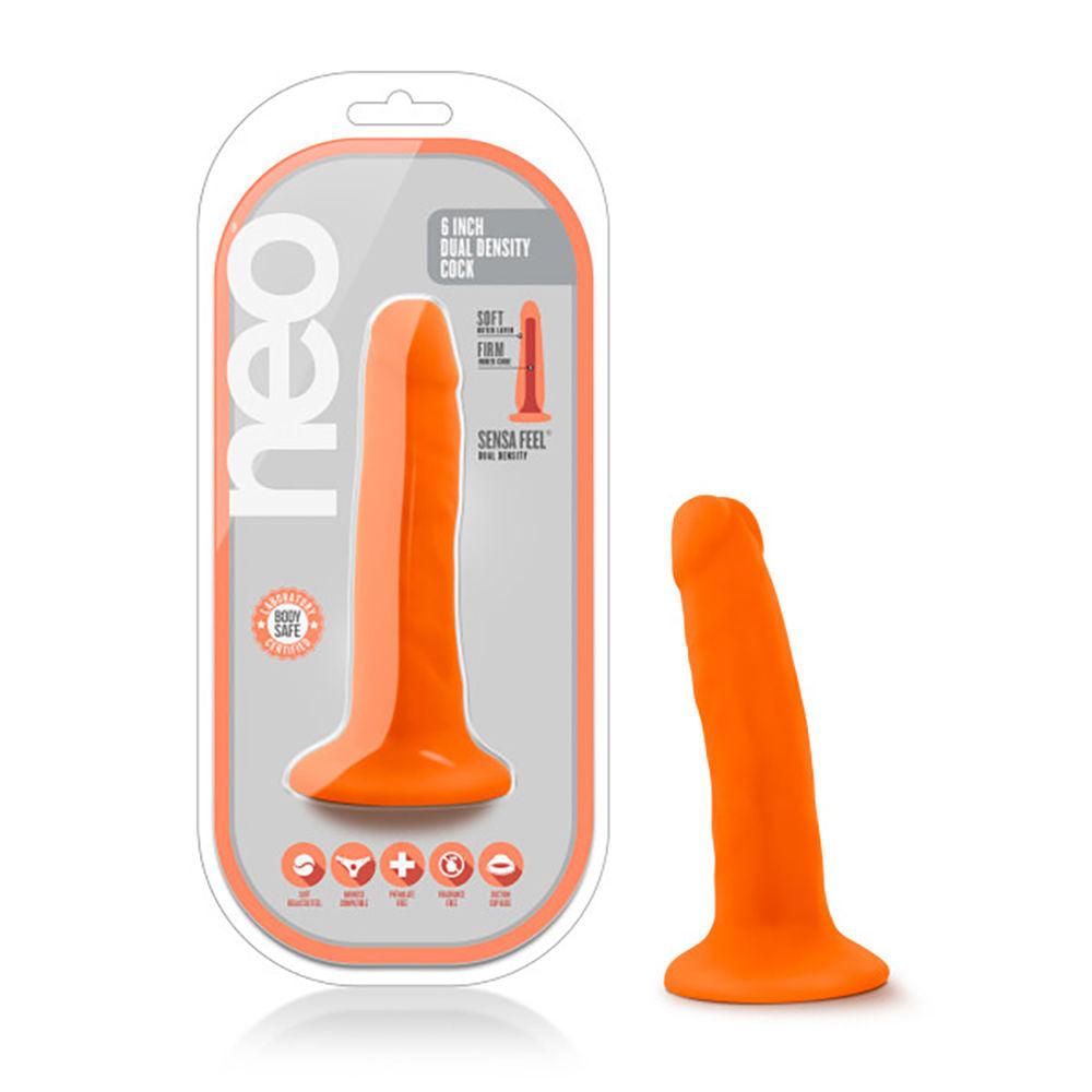 Neo - 5.5 Inch Dual Density Cock - Neon Orange - Love It Wet