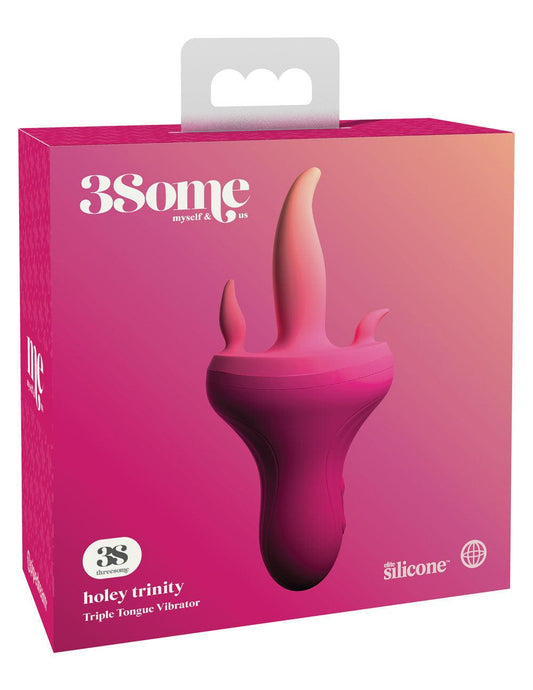 Threesome Holey Trinity Triple Tongue Vibrator - Pink - Love It Wet