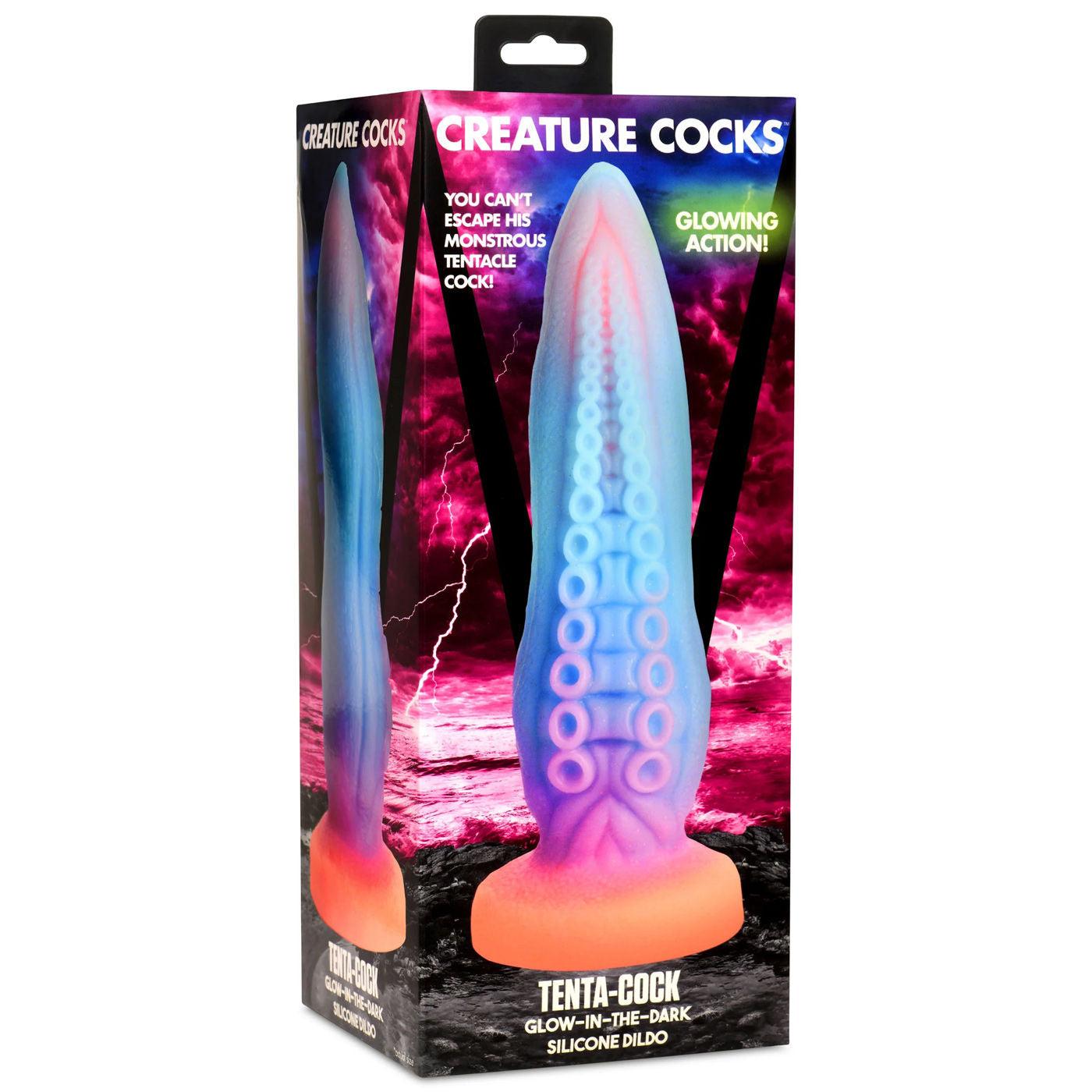 Tenta-Cock Glow-in-the-Dark Silicone Dildo - Love It Wet