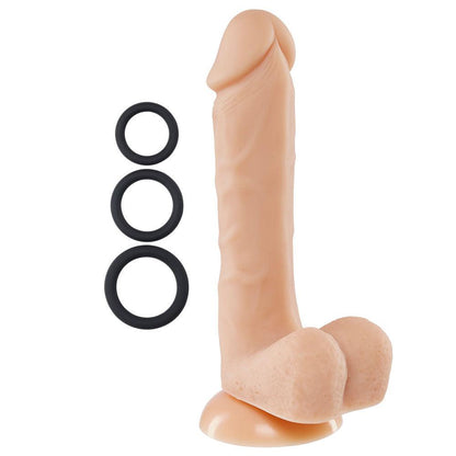 Pro Sensual Premium Silicone 6 Inch Dong With 3 Cockrings - Flesh - Love It Wet