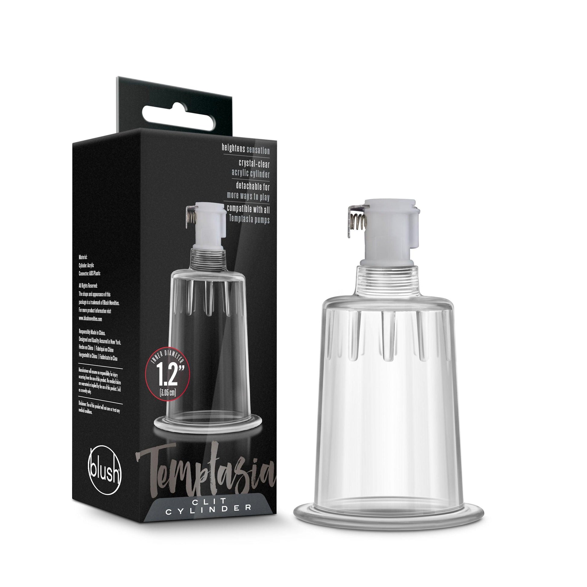 Temptasia Clit Cylinder - 1.2 Inch Diameter - Clear - Love It Wet