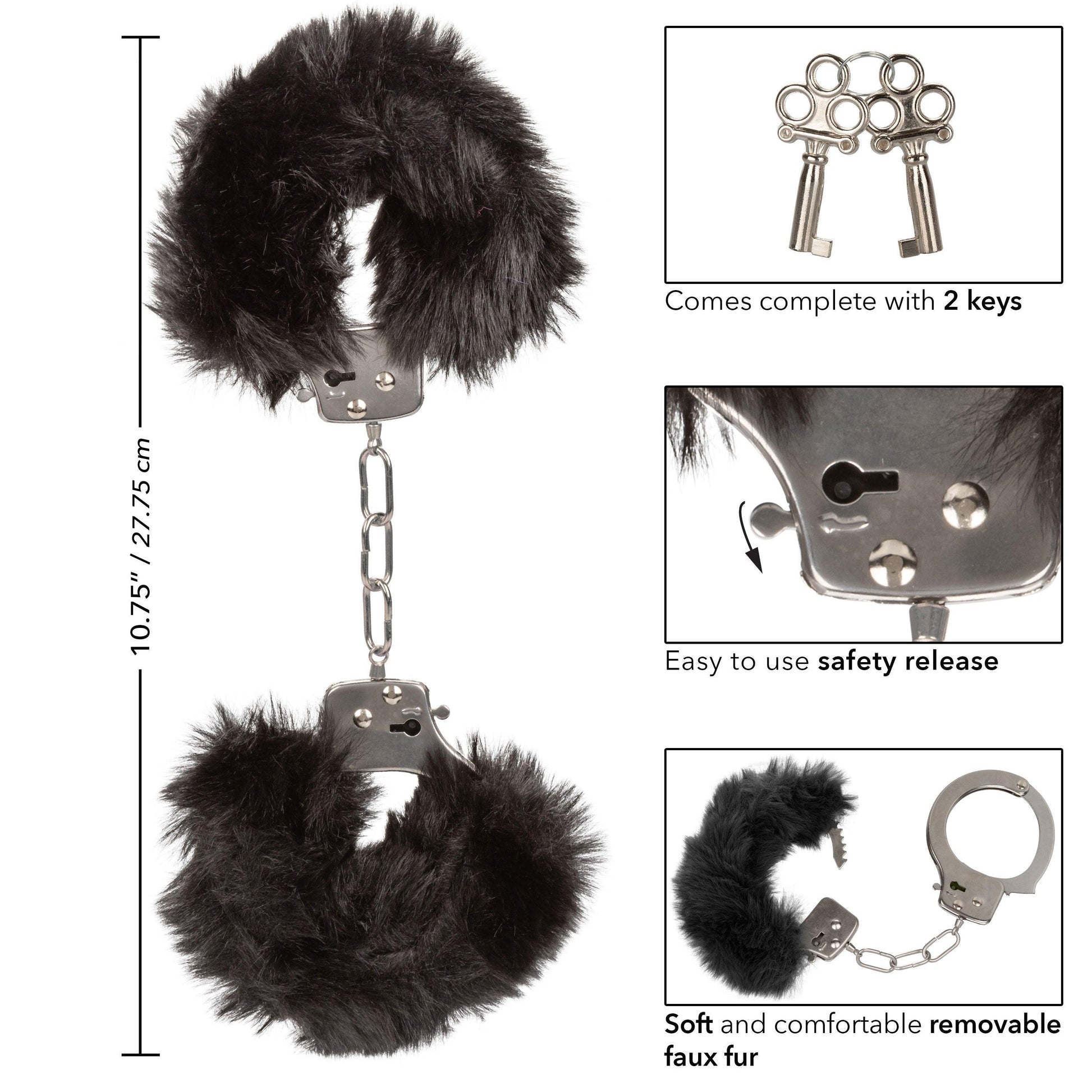 Ultra Fluffy Furry Cuffs - Black - Love It Wet