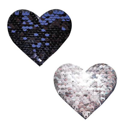 Sequin Medusa Magic Flip Black to Silver I Heart U Nipztix Pasties - Love It Wet