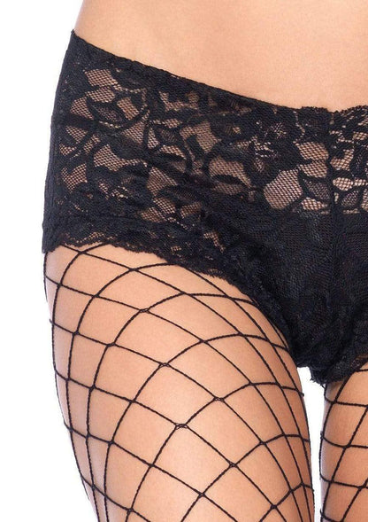 Fence Net Boy Short Pantyhose - Queen Size - Black - Love It Wet