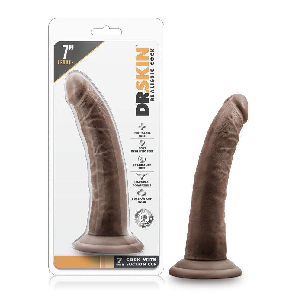 Dr. Skin - 7 Inch Cock With Suction Cup - Chocolate - Love It Wet