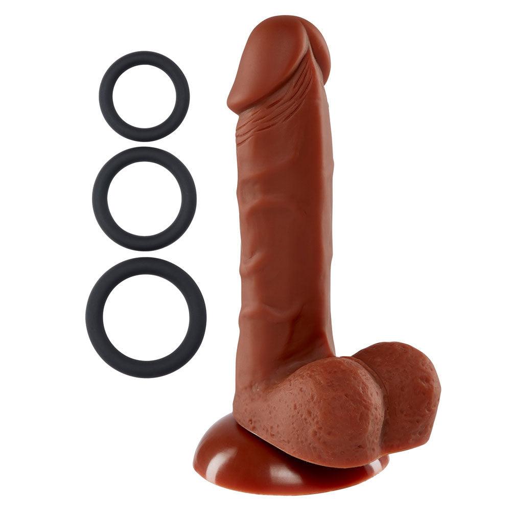 Pro Sensual Premium Silicone 6 Inch Dong With 3 Cockrings - Flesh - Love It Wet