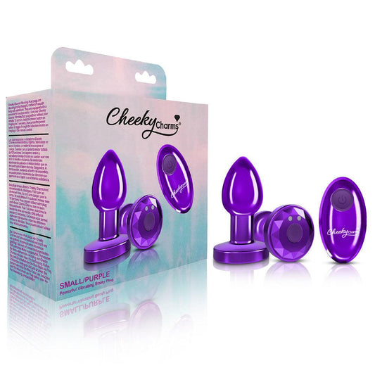 Cheeky Charms - Rechargeable Vibrating Metal Butt Plug With Remote Control - Purple - Small - Love It Wet