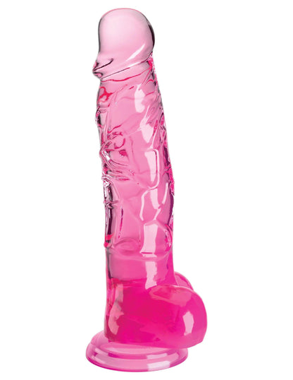 King Cock Clear 8 Inch With Balls - Pink - Love It Wet