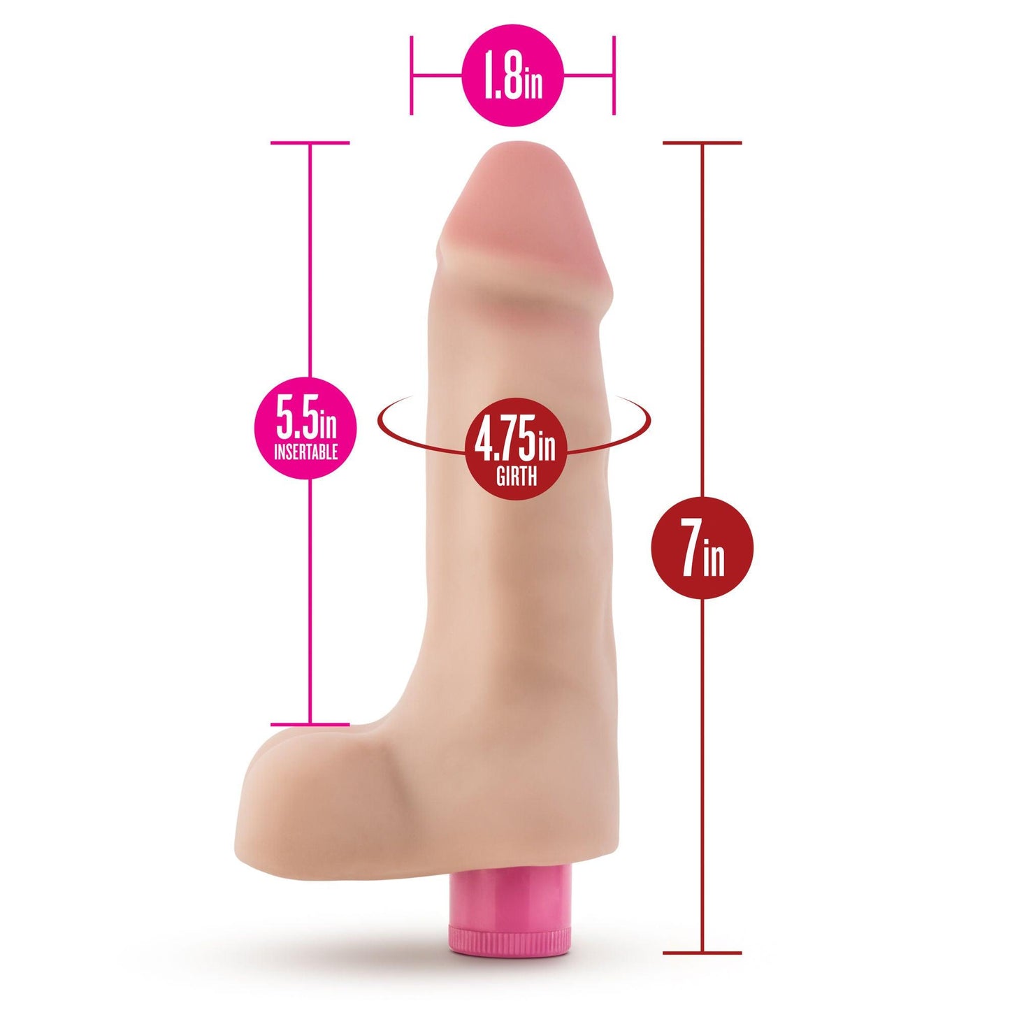 X5 Plus - 7 Inch Vibrating Cock - Beige - Love It Wet