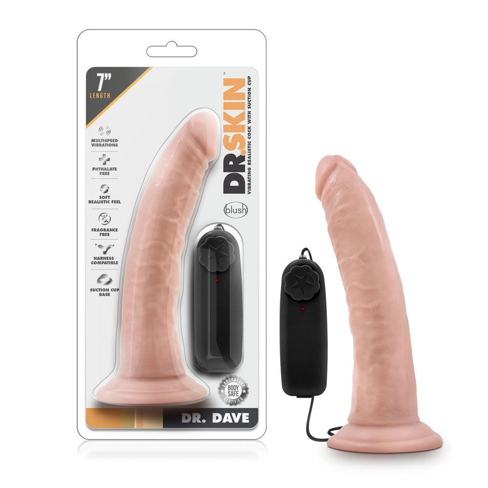 Dr. Skin - Dr. Dave - 7 Inch Vibrating Cock With Suction Cup - Vanilla Ea - Love It Wet