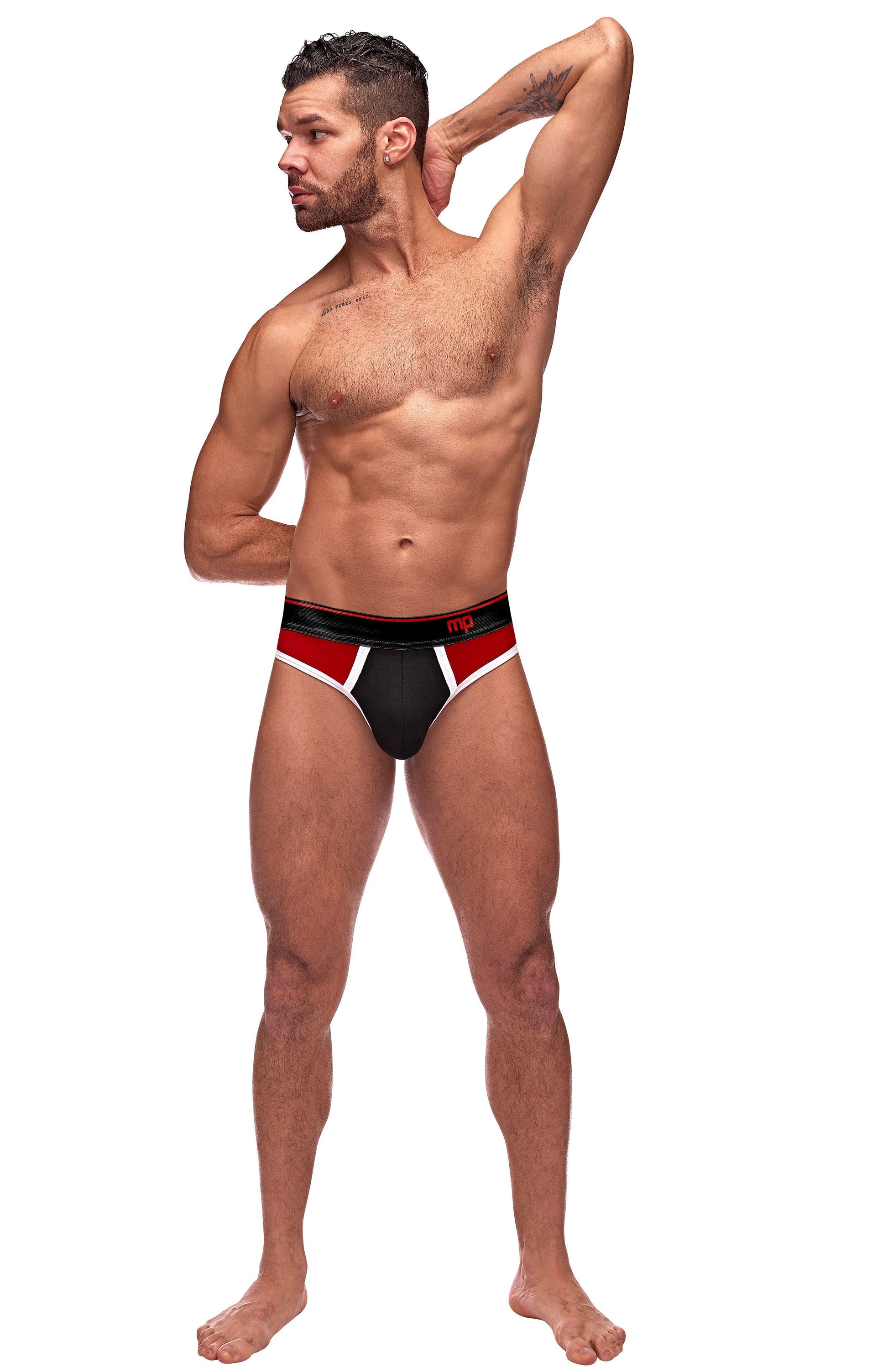 Retro Sport Panel Thong - L/ XL - Black/ Blue - Love It Wet