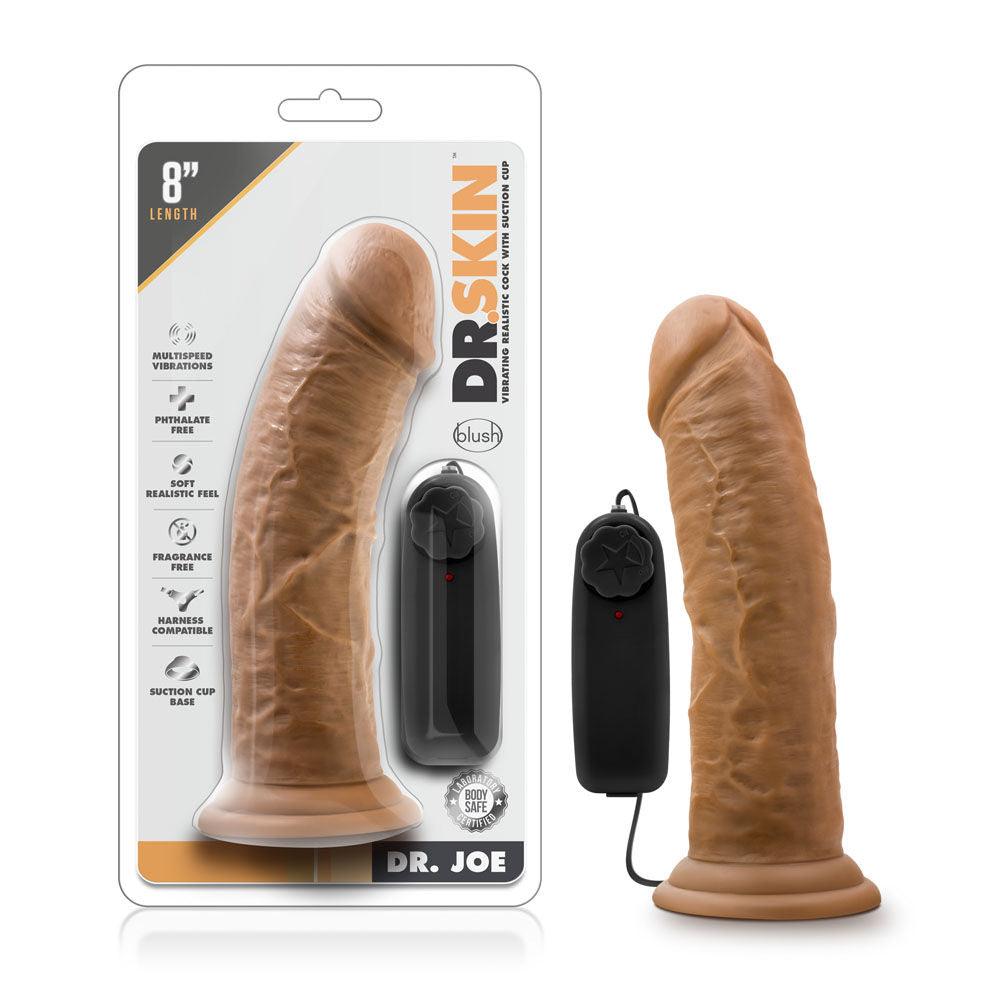 Dr. Skin - Dr. Joe - 8 Inch Vibrating Cock With Suction Cup - Mocha - Love It Wet