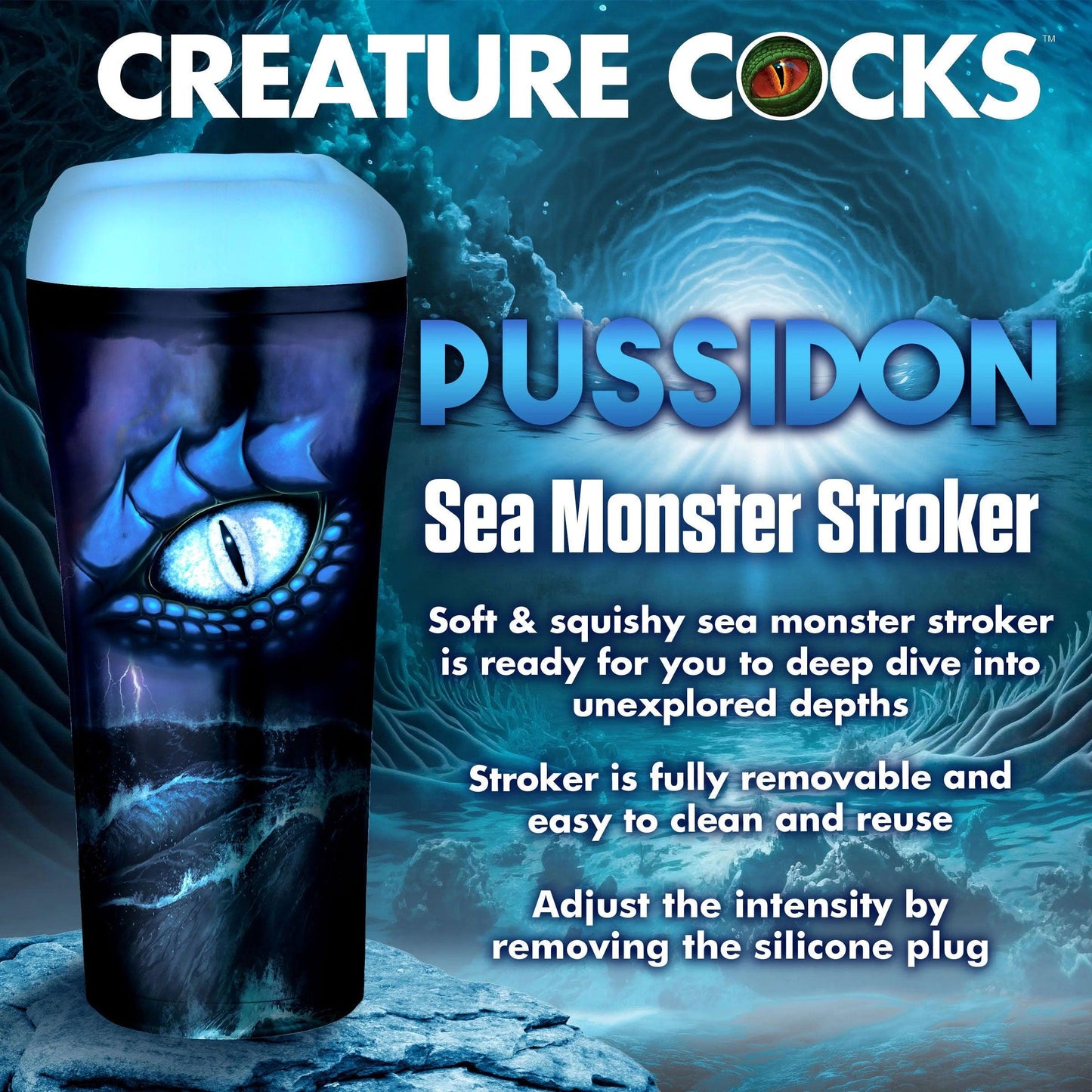 Pussidon Sea Monster Stroker - Blue - Love It Wet