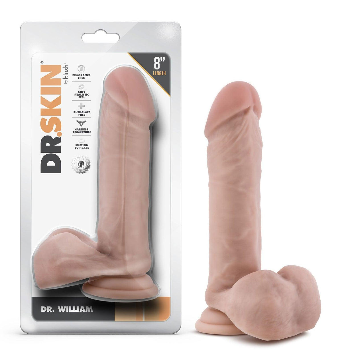Dr. Skin - Dr. William - 8 Inch Dildo With Balls - Beige - Love It Wet