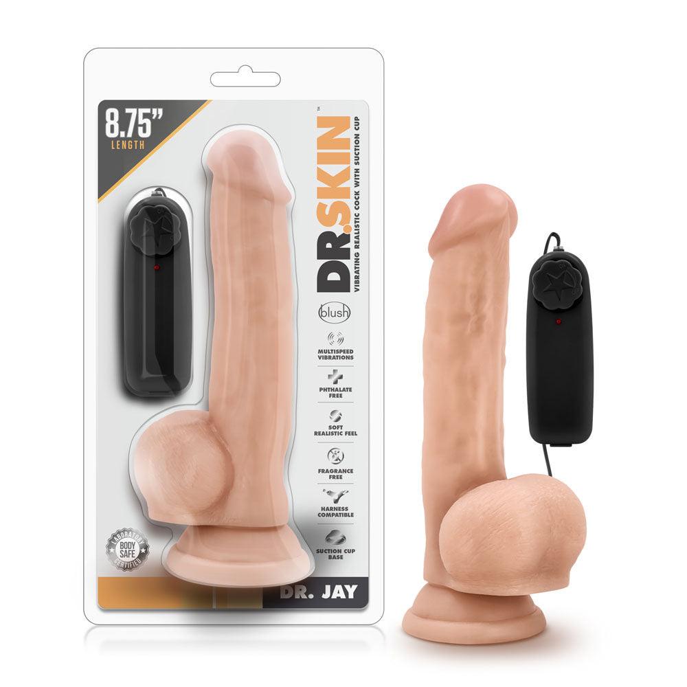 Dr. Skin - Dr. Jay - 8.75 Inch Vibrating Cock With Suction Cup - Vanilla - Love It Wet