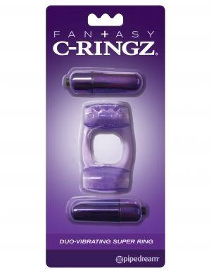 Fantasy C-Ringz Duo-Vibrating Super Ring Purple - Love It Wet