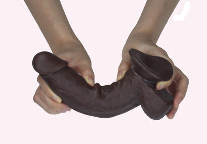 Get Lucky 7.5 Inch Real Skin Dildo - Dark Brown - Love It Wet