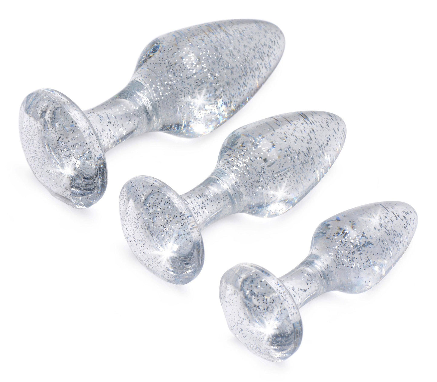 Glitter Gem Anal Plug Set - Silver - Love It Wet