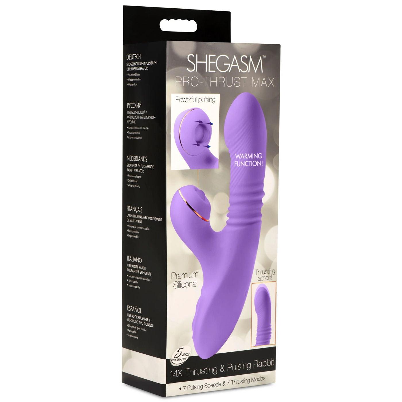 Pro-Thrust Max 14x Thrusting and Pulsing Silicone Rabbit - Purple - Love It Wet