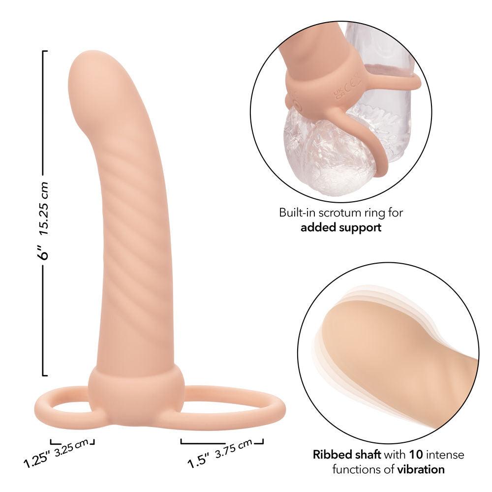 Performance Maxx Rechargeable Ribbed Dual Penetrator - Ivory - Love It Wet