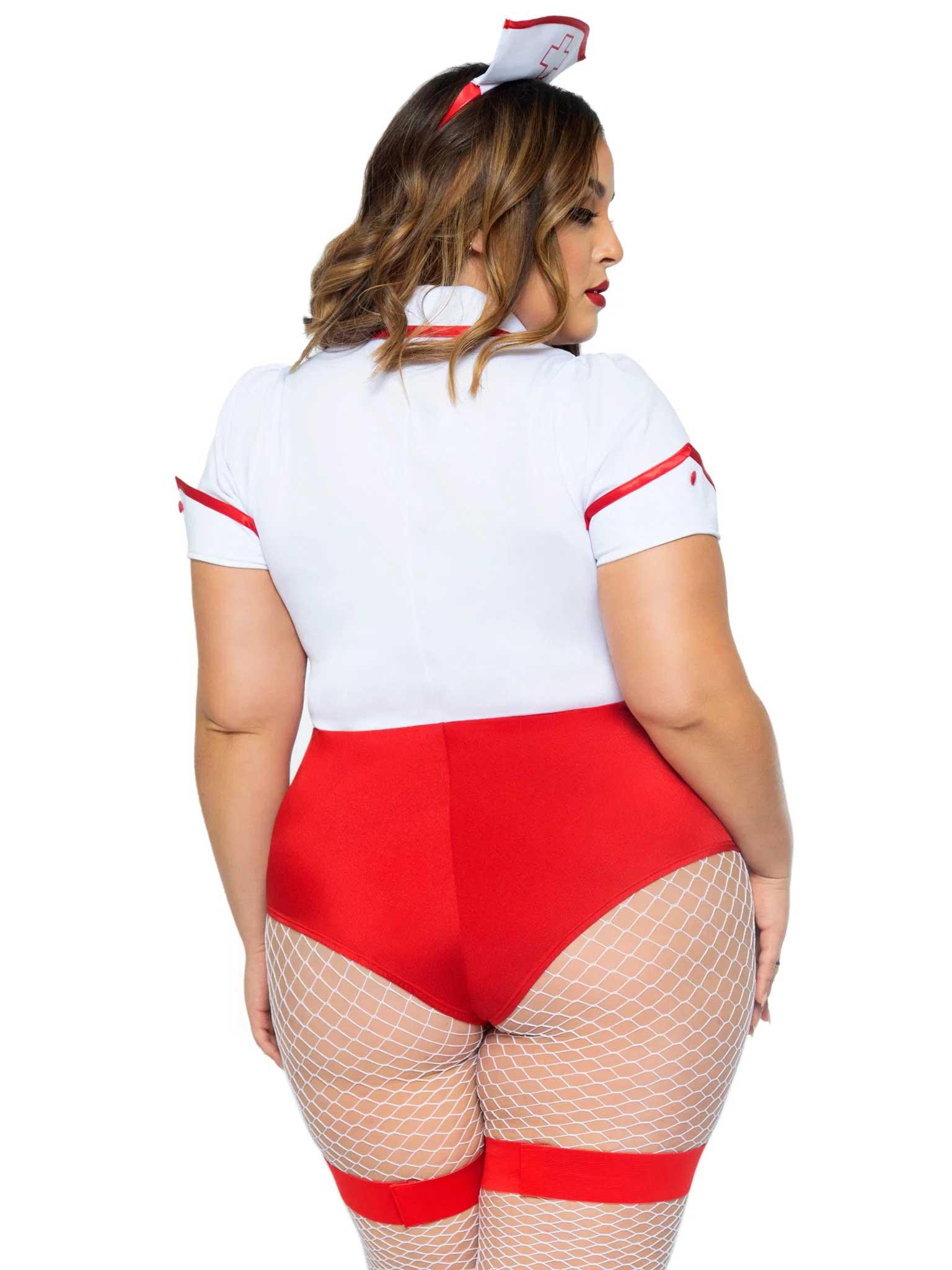 Plus Nurse Feelgood Sexy Costume - 1x/2x - White / Red - Love It Wet