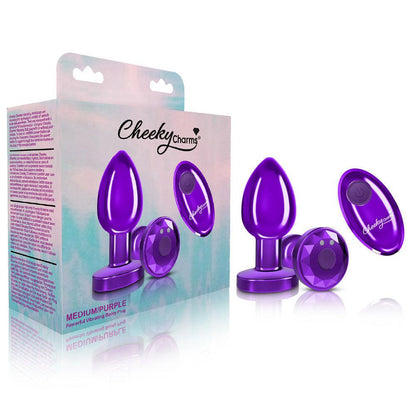 Cheeky Charms - Rechargeable Vibrating Metal Butt Plug With Remote Control - Purple - Medium - Love It Wet