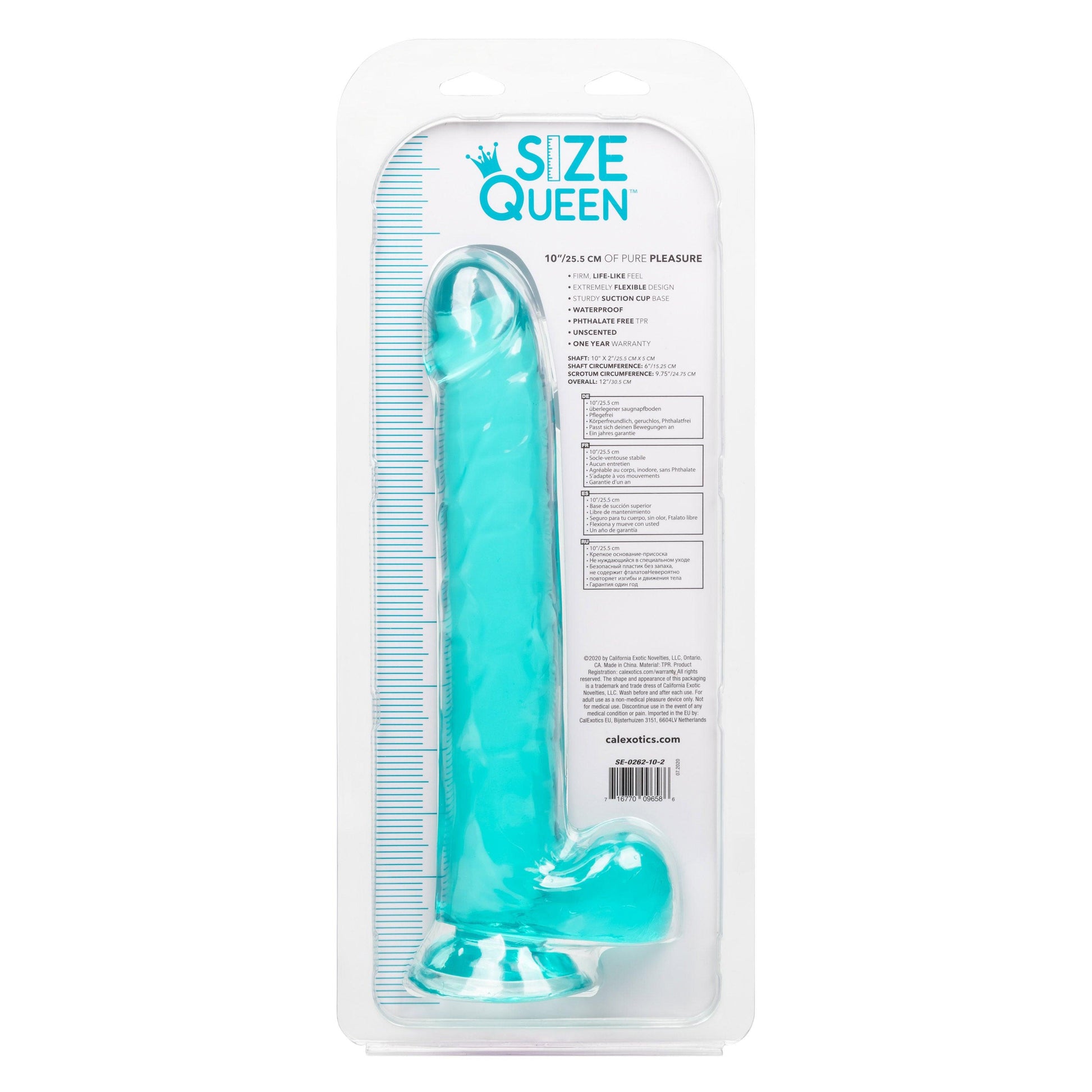 Size Queen 10 inch/25.5 Cm - Blue - Love It Wet