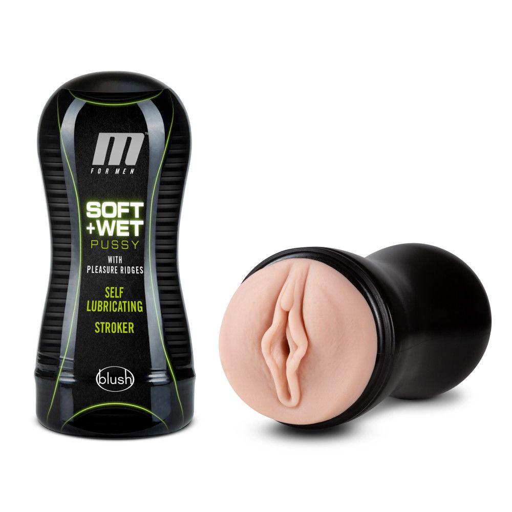 M for Men - Soft and Wet - Pussy With Pleasure Ridges and Orbs - Self Lubricating Stroker Cup - Vanilla - Love It Wet