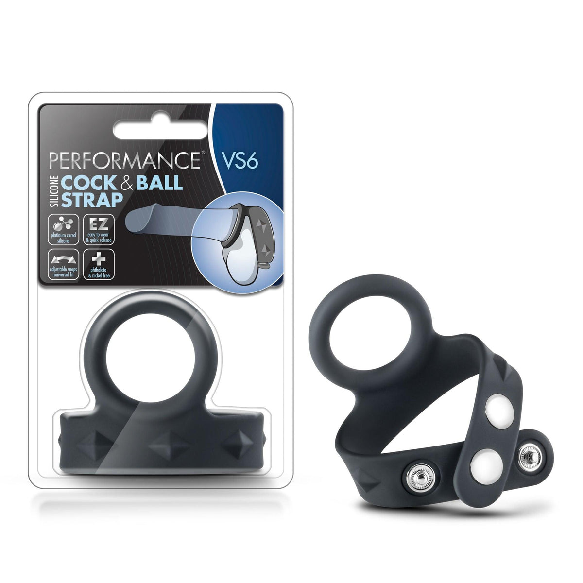 Performance - Vs6 - Silicone Cock & Ball Strap - Black - Love It Wet