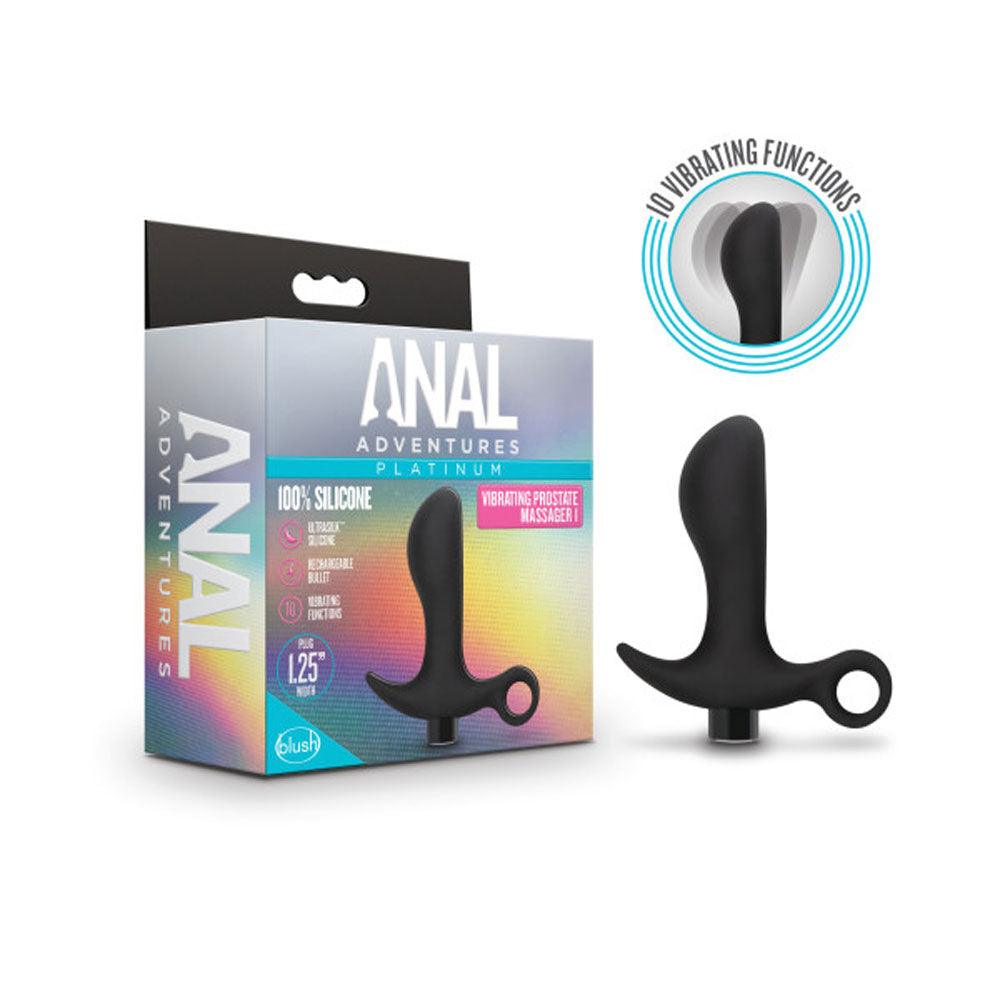 Anal Adventures- Platinum - Silicone Vibrating Prostate Massager 01 - Black - Love It Wet