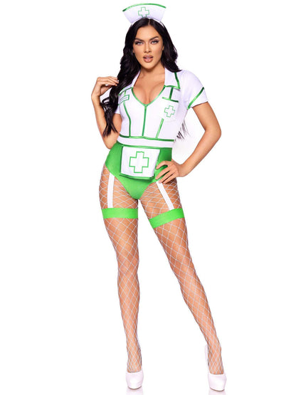 Nurse Feelgood Sexy Costume - Large - White/green - Love It Wet